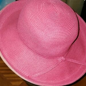 Nwt Cappelli Straworld Wide Soft Brim Straw Hat-fuschia